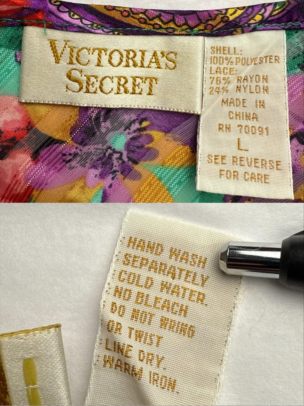 Vintage 90s Victoria's Secret Gold Label Floral Paisley Camisole Large - Picture 8 of 8